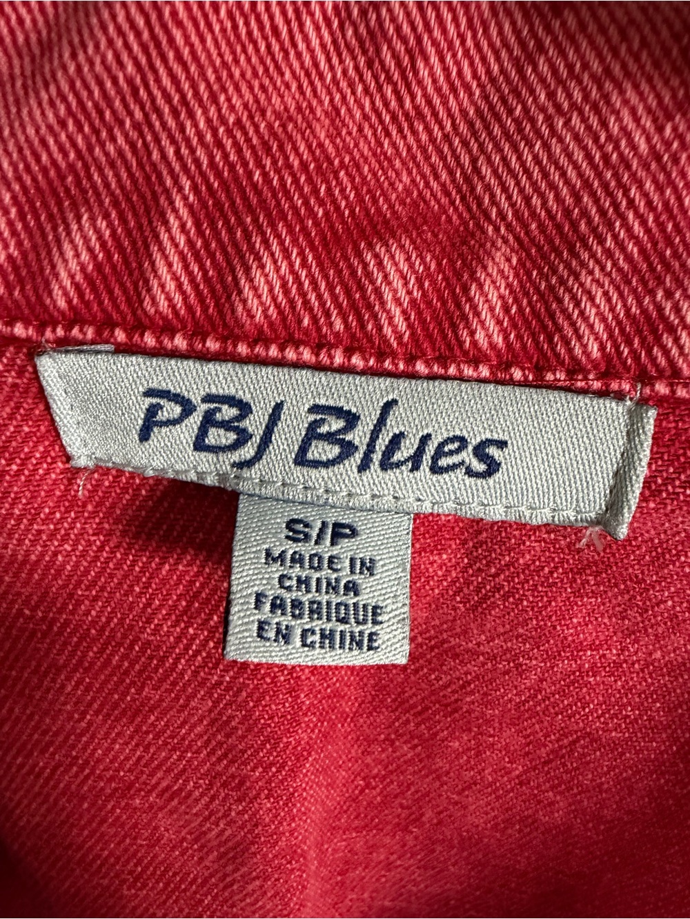 Red Distressed Denim Button-Front Vest - Knit Back S - Picture 5 of 6